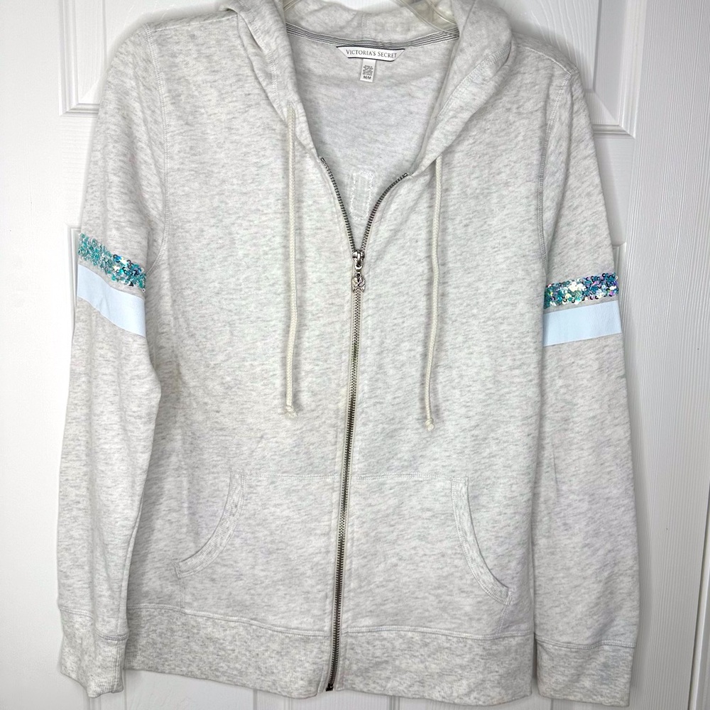 Victoria Secret full zip Hoodie Jacket Gray  Size M NWOT